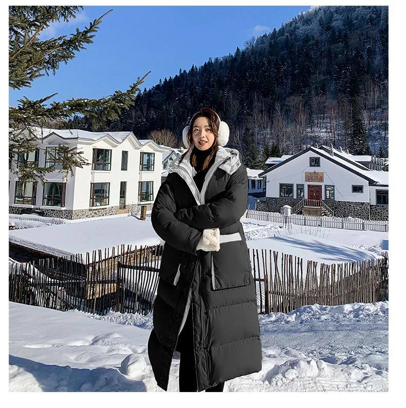 2023 New Winter Long Parkas Coats For Women Clothing Cotton Jackets Korean Loose Over the knee Winter Down Padded Coats f956