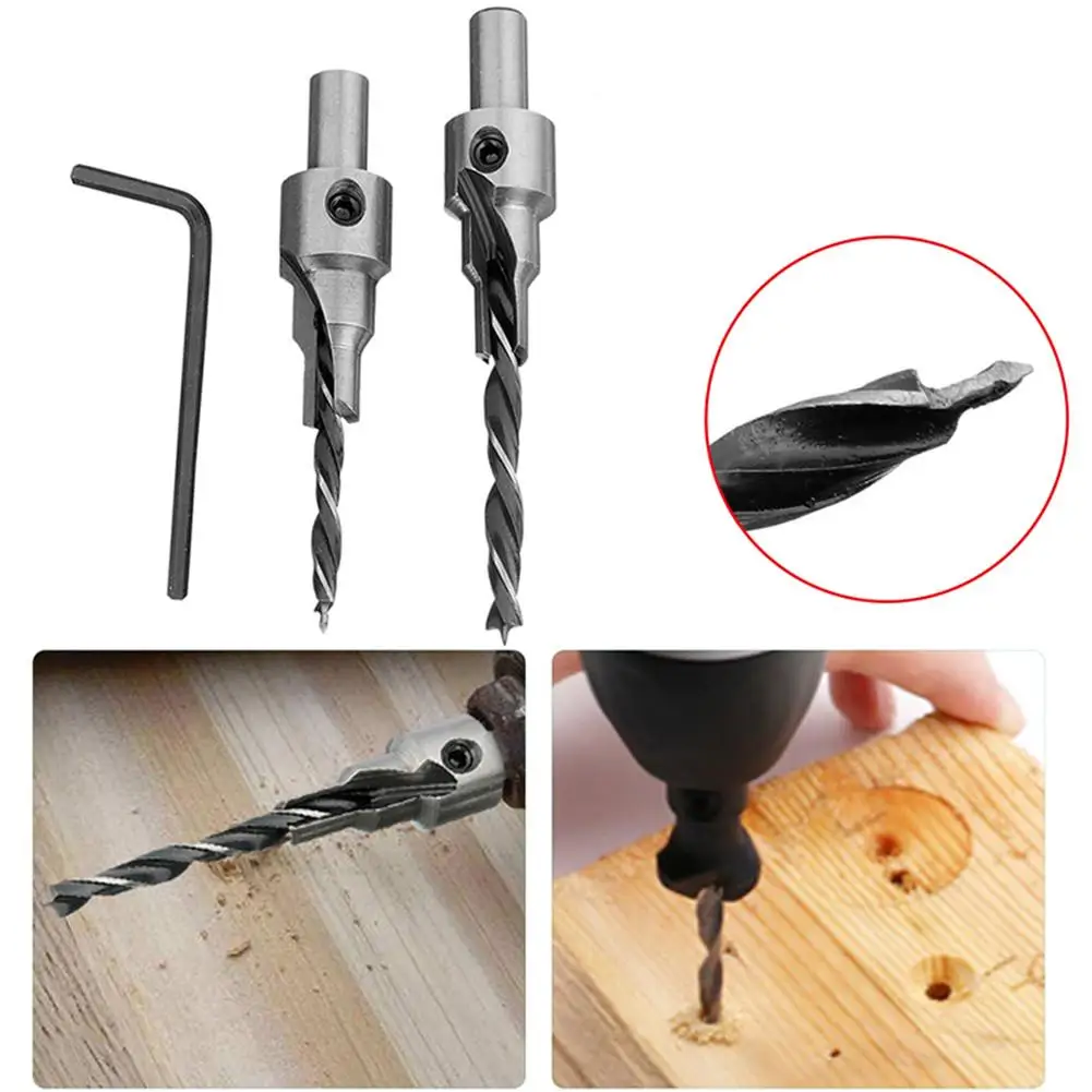 Latest 2Pcs/set 3 Steps Countersink Drill Bit Pilot Bits Set Screw Hinge Hole Saw Chamfer 4-6 5-7mm 8mm Shank | Инструменты