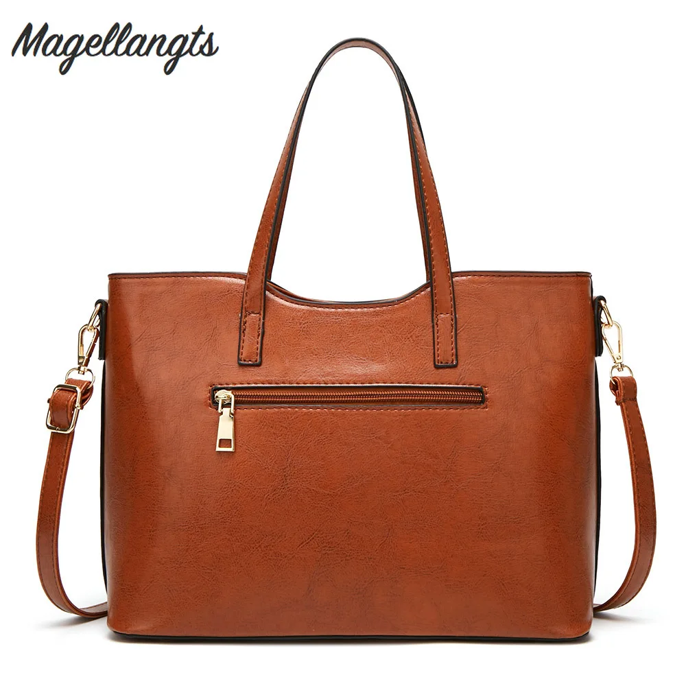 Женские сумки из масляной кожи новая версия 2019 модная женская сумка на одно плечо