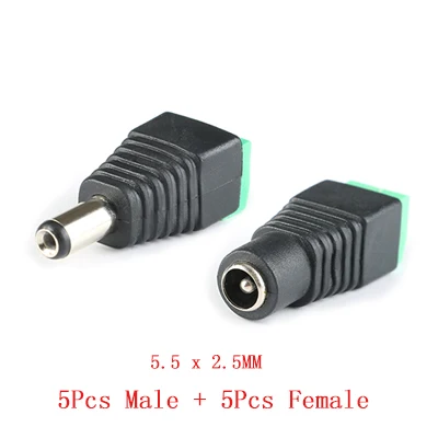 5.5x2.5 Male Female 10 шт. 5,5x2,1 мм Женский Мужской DC Мощность переходник для 5050 3528 5060 один Цвет Светодиодные ленты Системы охранного видеонаблюдения(CCTV камеры 5,5x2,5 - Цвет: 5.5x2.5 Male Female