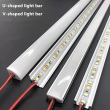 실내 조명용 LED 경질 스트립, U V 모양 평면 알루미늄 채널 경질 스트립, DC12V, 50cm, 20 인치, SMD5730, 36LED, 1-10 개