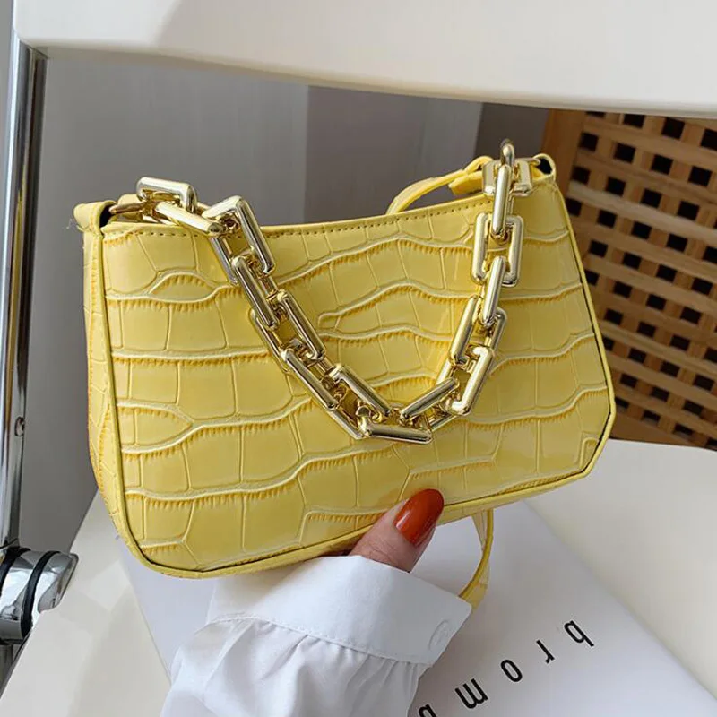 Роскошные сумки на плечо с каменным узором для женщин, сумки на толстой цепочке, женская модная сумка через плечо, Женская фотосумка