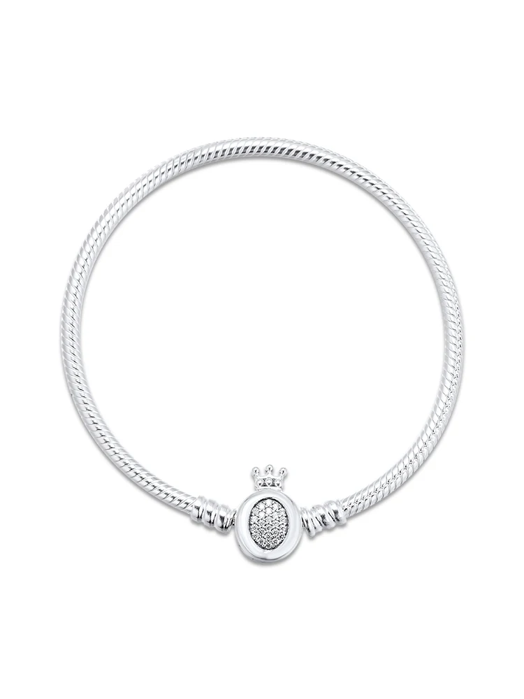 100% 925 Sterling Silver Moments Crown O Bracelets with CZ For Women Free Shipping | Украшения и аксессуары