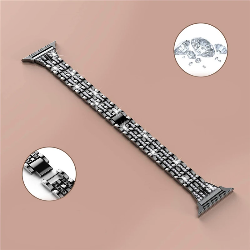 

Diamond watchband for Apple Watch band 44/40MM 42/38MM bands Strap bracelet for iwatch series 5 4 3 2 1 stainless luxury steel