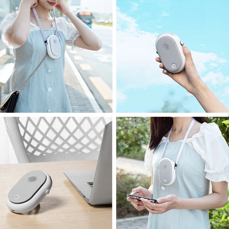 

USB mini handheld cooling hanging neck small fan lazy sports portable fan R2JF