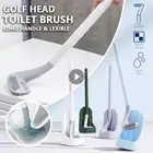 Бесшумная настенная щетка для чистки, щетка для чистки туалета с длинной ручкой, силиконовая щетка для туалета для гольфа с основанием для защиты от утечки