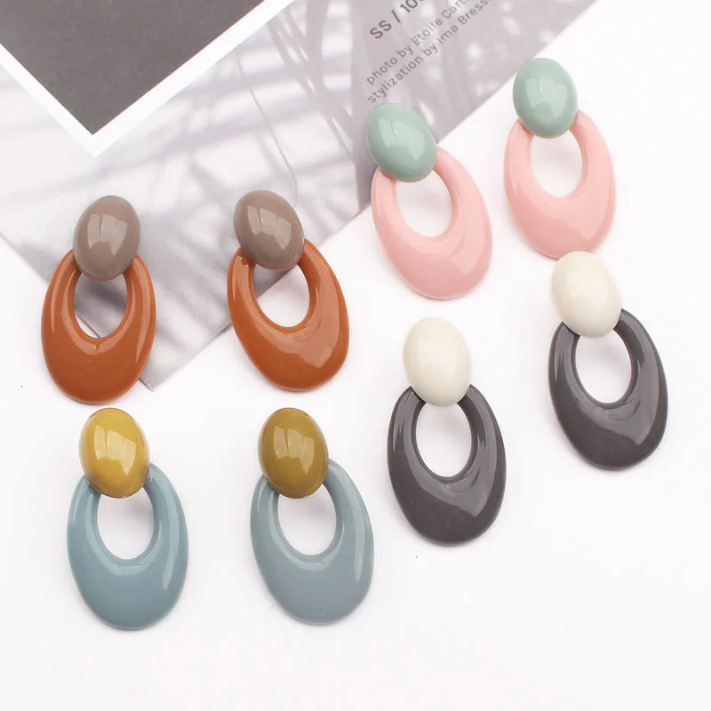 ES1042 новые модные серьги простого дизайна для женщин Красочные сердца Акриловые