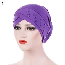 Turbante elástico para mulheres, chapéu feminino de quimioterapia com faixa de cabeça, cor sólida, novo, 2020 (2)