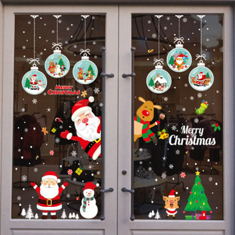 

2020 Christmas Ornaments Wall Sticker Bedroom Living Room Glass Window For Home Decoration Art Decals Wallpaper Christmas