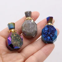 new style natural stone perfume bottle pendant color plating pendant charms for jewelry making diy necklace accessory