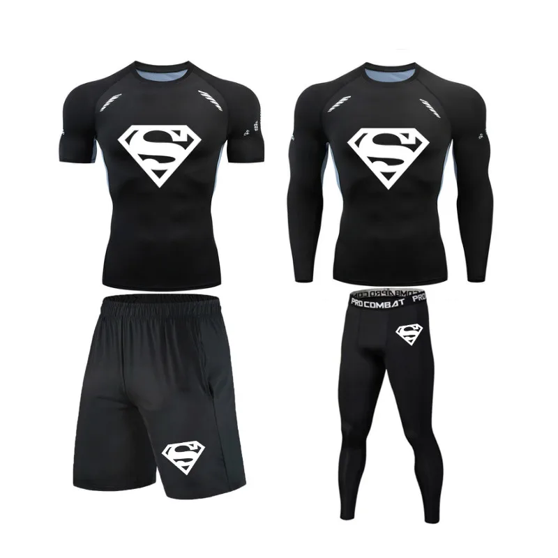 

Men's new brand fast drying compression running suit leisure sports suit Gym Fitness jogging tights T-shirt suit