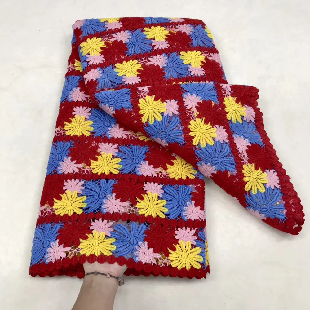 

New arrival African Cord Lace Guipure Fabric High Quality Nigerian Water Soluble Lace fashion French Net Lace Fabric 5Yards