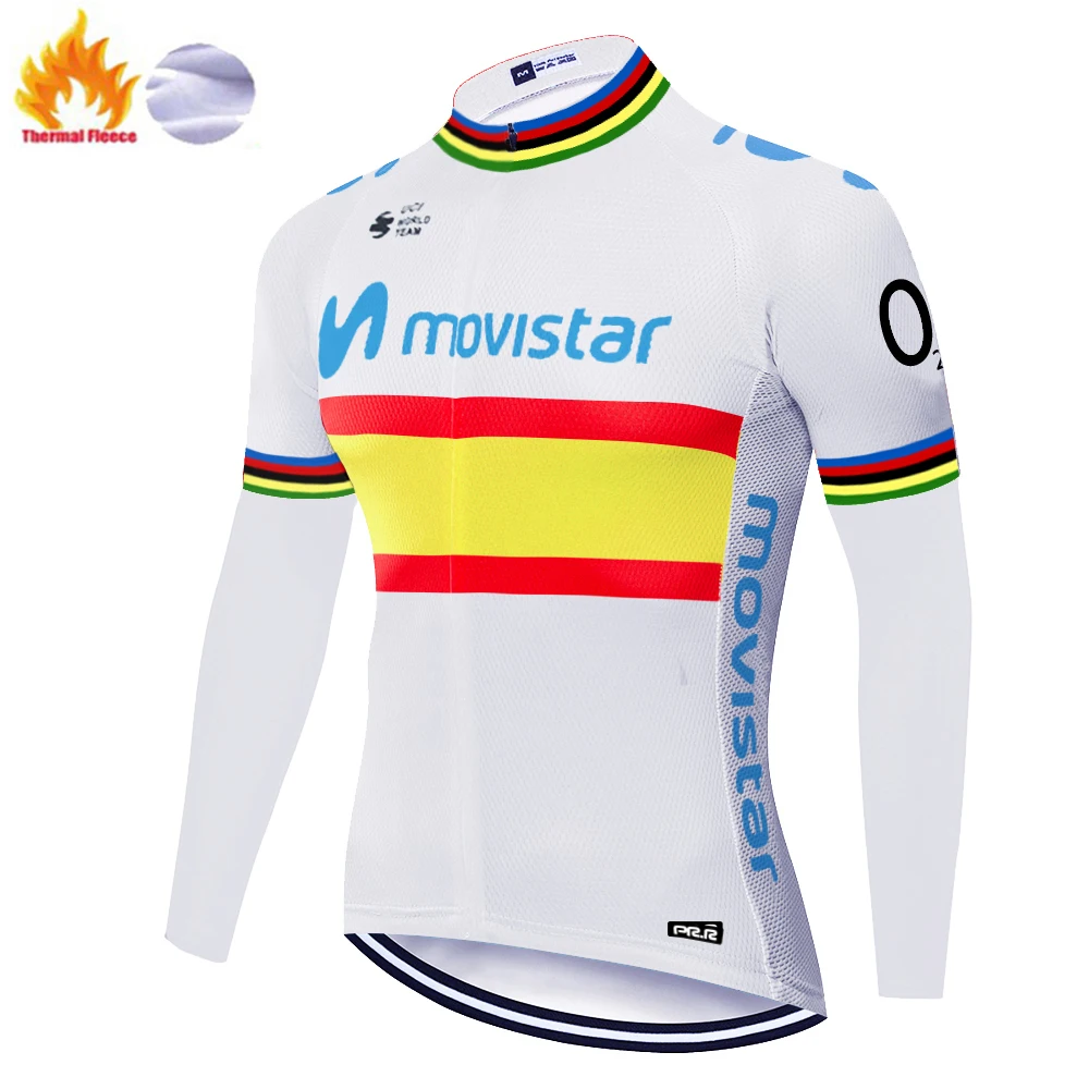 2020 команда movistar maillot ciclismo proteam зимняя Тепловая флисовая быстросохнущая дышащая