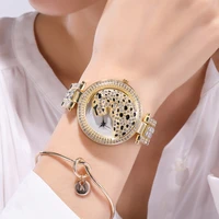 2021 luxury brand women stainless steel quartz watch fashion 3d leopard rhinestone wristwatch ladies casual dress clock relogio