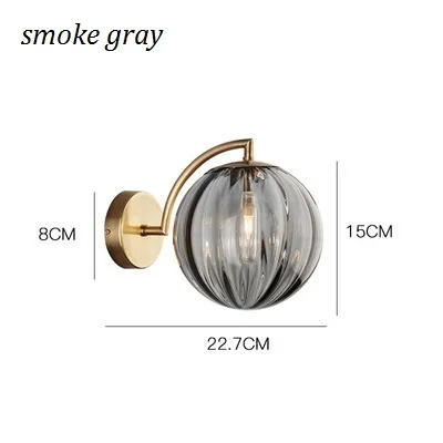 Smoke gray LukLoy постсовременная стеклянная настенная лампа светодиодный светильник настенный светильник для спальни прикроватный светильник стеклянный внутренний скандинавский Настенный Бра Гостиная - Цвет абажура: Smoke gray