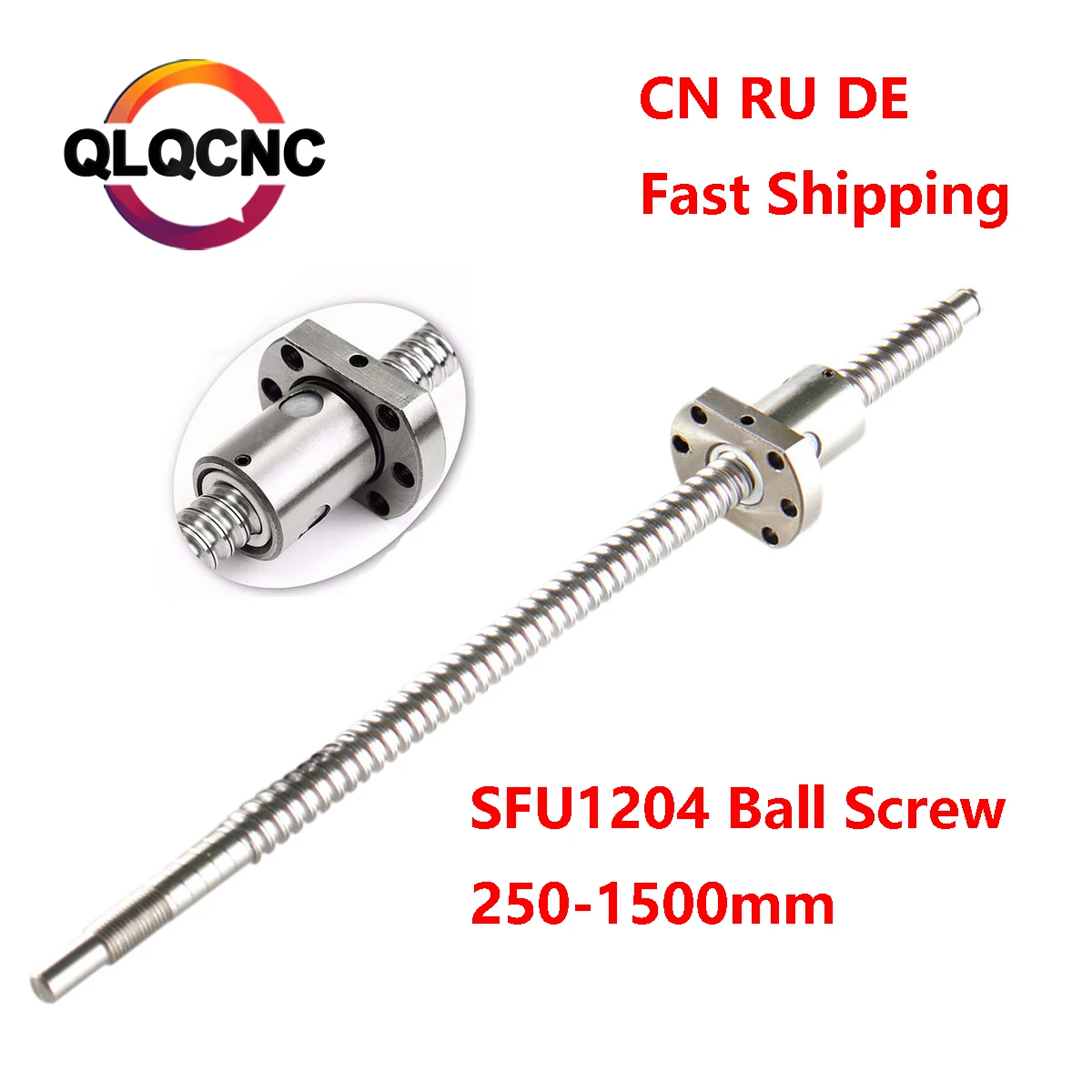 

SFU1204 250 300 400 450 500 600 800 1000 1500mm Rolled Ball Screw C7 With 1204 Flange Single Ball Nut BK/BF10 End Machined CNC