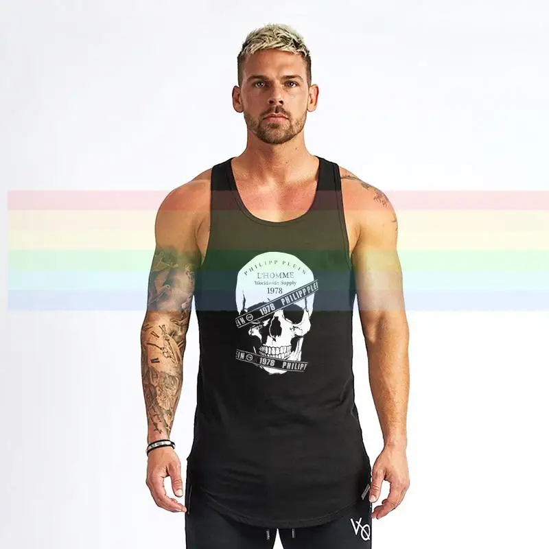 

philipp-plein Classic signature vest gym For Men Printed vest Couples vest lovers Cotton Tees Amazing Short Sleeve Tops N060