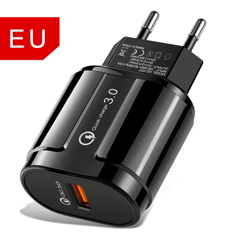QC3.0 18 Вт 5 В 3 а зарядное устройство для мобильного телефона быстрое зарядное устройство 3,0 быстрое зарядное устройство для iPhone samsung huawei Xiaomi Зарядка для телефона