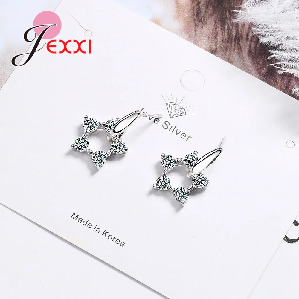 Женские серьги гвоздики из серебра 925 пробы с фианитом|Серьги-гвоздики| |