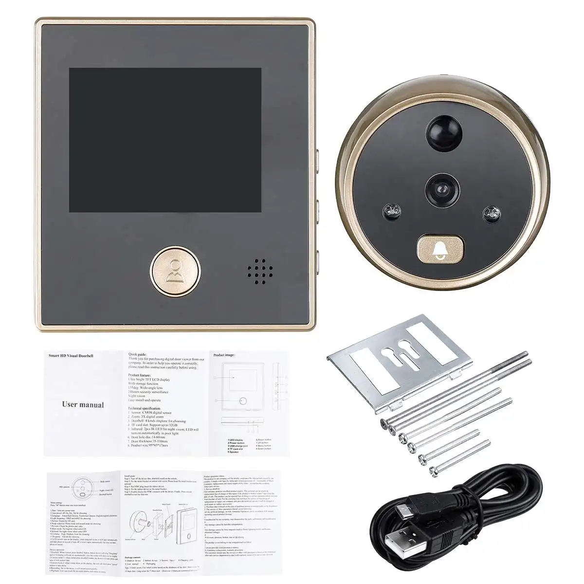 

3 Inch TFT LCD HD Digital Door Camera Eye Doorbell Electric Door Eye Move Detection 120 degree Peephole Viewer Video