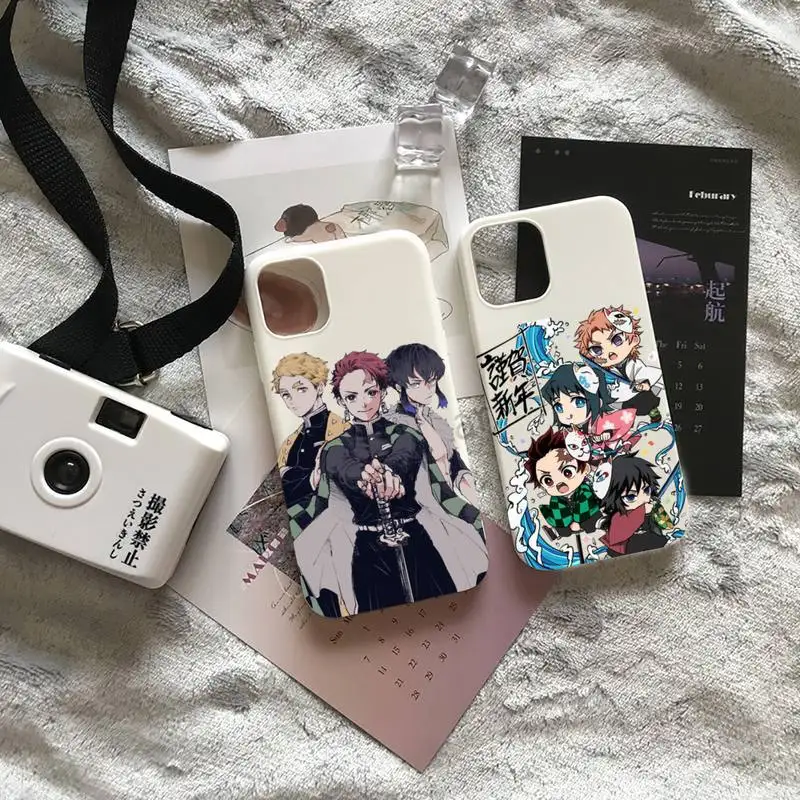 

Kimetsu No Yaiba Phone Case Candy Color for iPhone 6 7 8 11 12 s mini pro X XS XR MAX Plus