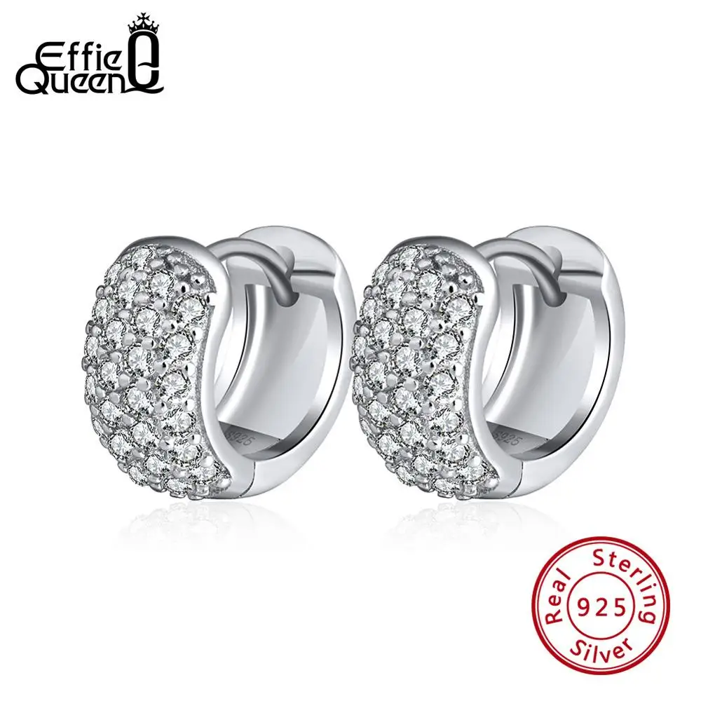 Effie queen 925 пробы серебряные серьги для женщин с цирконом круглые 11 мм Серьги-кольца винтажные серебряные ювелирные изделия подарок BE101