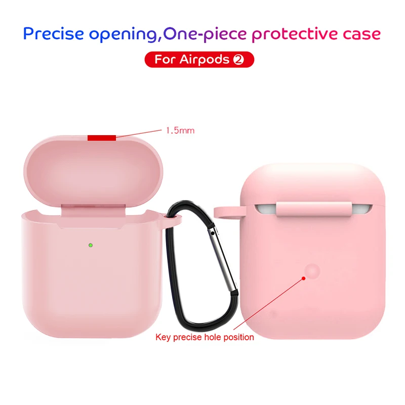 Защитный чехол для наушников AirPods 2 мягкий силиконовый Apple Airpods с крючками