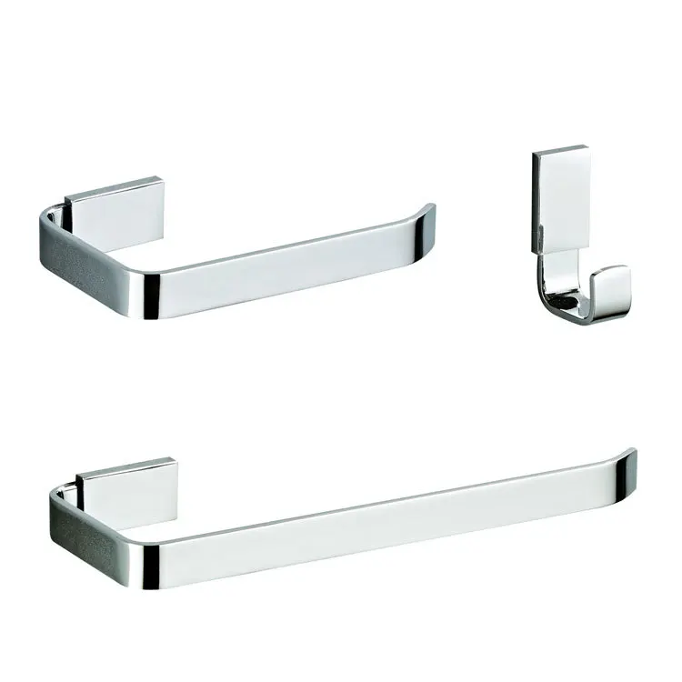 Simple Chrome 3pcs Bathroom Accessories Set Toilet Paper Rack Robe Hook Towel Bar Copper Product Vanity Accesorios | Обустройство