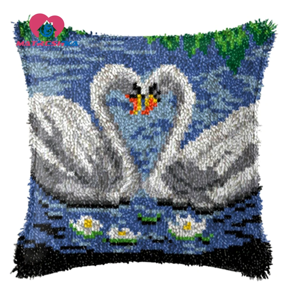 Лебедь ковер Вышивка крестом Подушка с защелкой крючок Сделай Сам пуговицы foamiran