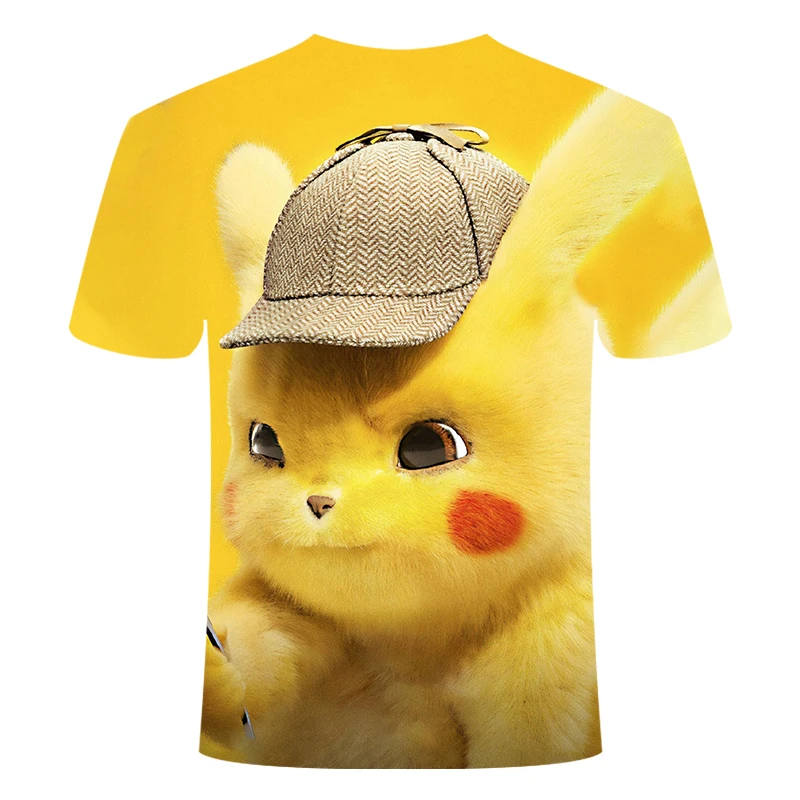 New 3D Movie Detective Pokemon Pikachu T-shirt For Boy/girl Tshirts Fashion Summer Casual Tees Anime Cute Cartoon Clothes