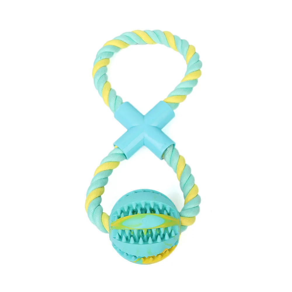 Ball And Rope Интерактивные игрушки для собак, резиновая жевательная игрушка для собак, Шариковая веревка для чистки зубов, устойчивая к укусам, большие собаки, игрушки для щенков, для собак, домашних животных, кошек - Цвет: Ball And Rope