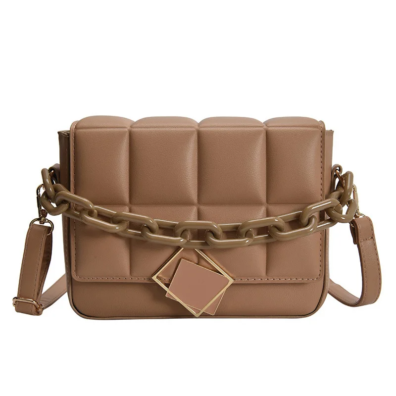 

Chain Luxury Handbags Women Bag 2021 Fashion Brand Shoulder Crossbody Bags for Women's Solid Color PU Leather Handbag And Purses