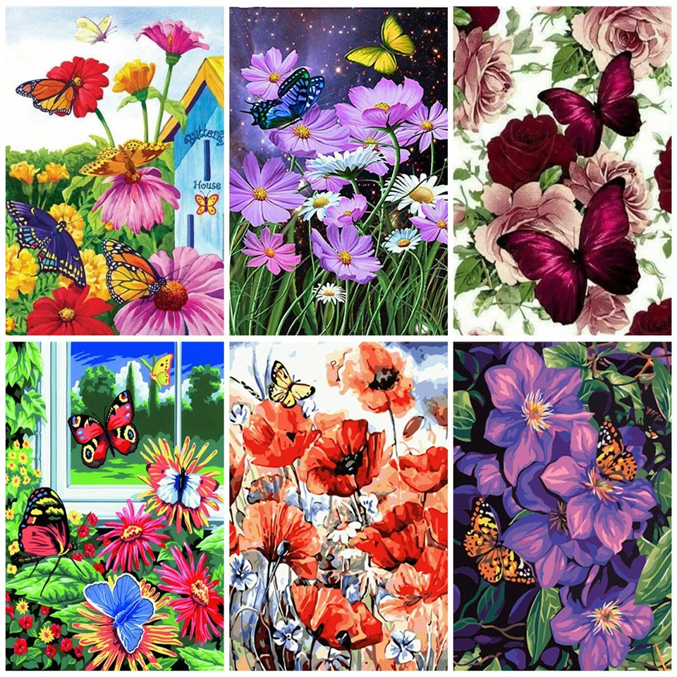 AZQSD DIY Unframe масляной Краски Раскраска по номерам бабочка на холсте Наборы