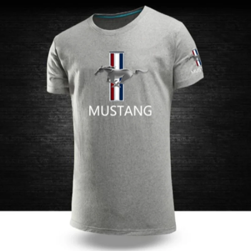 

2021 NEW Mustang Summer Fashion Male Tops Casual Short Sleeves Solid Color Cotton Round neck Hip Hop T shirts Sport Tops
