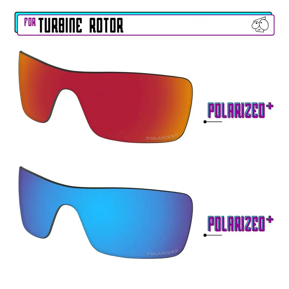 EZReplace Polarized Replacement Lenses for - Oakley Turbine Rotor Sunglasses - BlueP Plus-RedP Plus