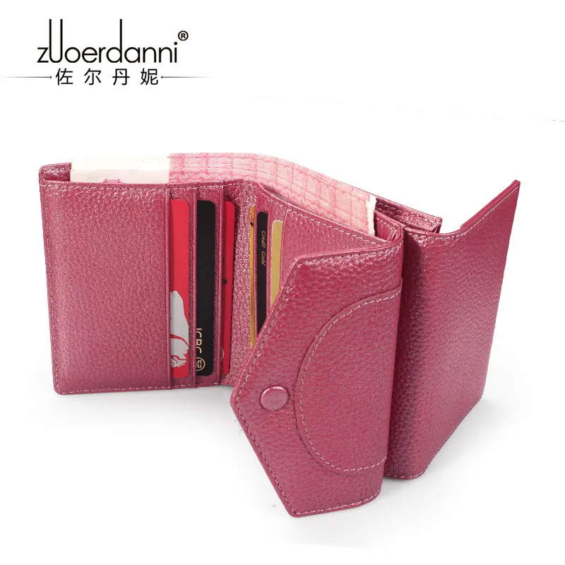 Милые тонкие кошельки из натуральной кожи для девушек Женский мини кошелек