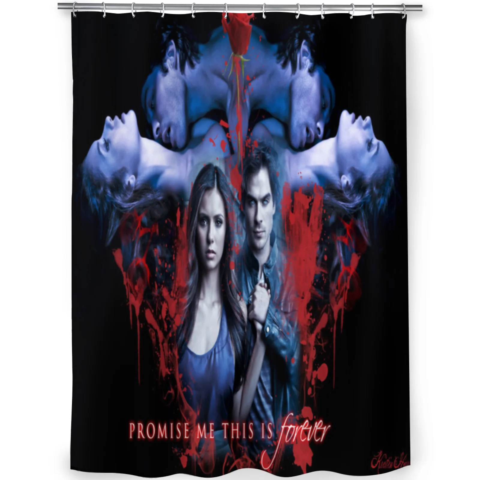 

Bathroom Shower Curtain 3D Waterproof and Mildew Proof The Vampire Diaries Environmentally Friendly Toilet Curtain_xxgyl12