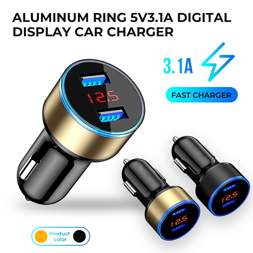 Двойной USB 3.1A автомобильное зарядное устройство дисплей разветвитель
