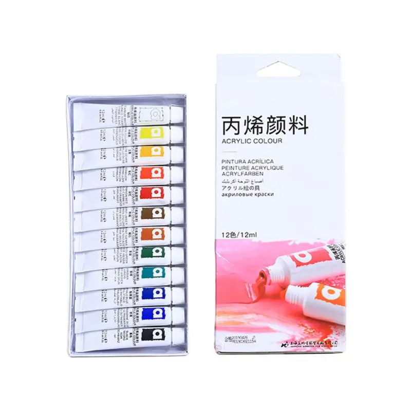 

12/24 Colors Professional Acrylic Paints Brush Set 12ml Tubes Artist Drawing Painting Pigment Hand Painted Wall Paint