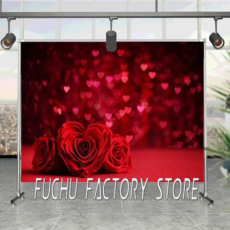 

Passion Red Valentine 'S Day Series Picture Rose Love Backdrop Couples Party Venue Decorative Photography Studio Background