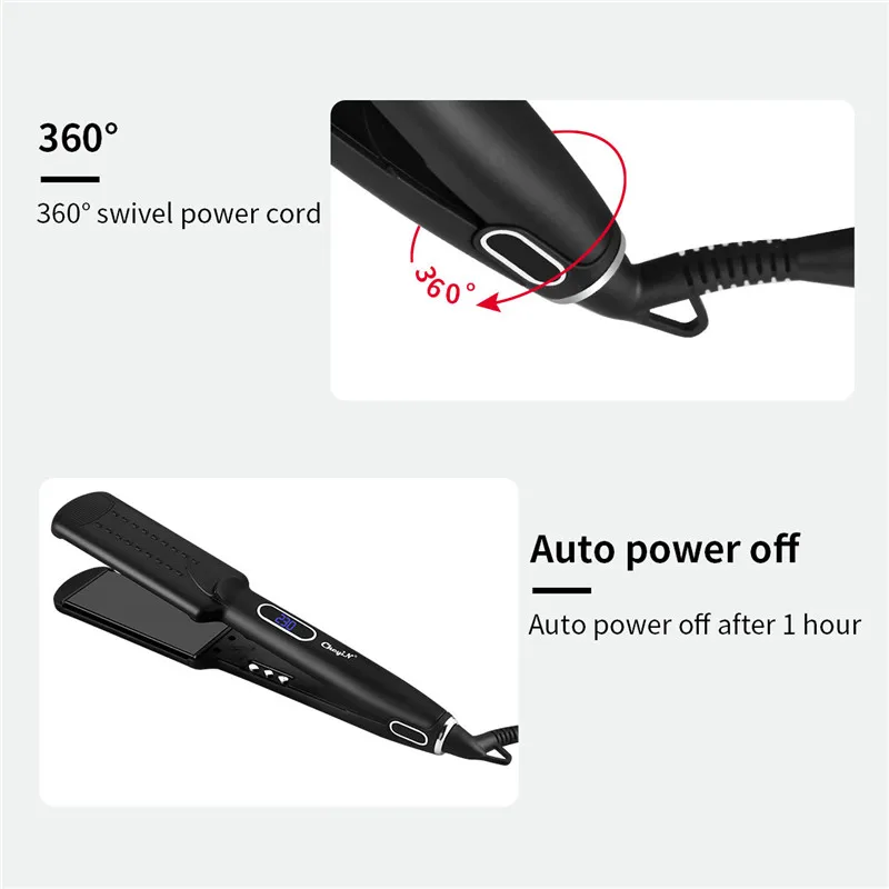 

CkeyiN Professional Hair Straightener LCD Display Temperature Hair Flat Iron Wide Plate Straightening 47MM Hair Styling Tool