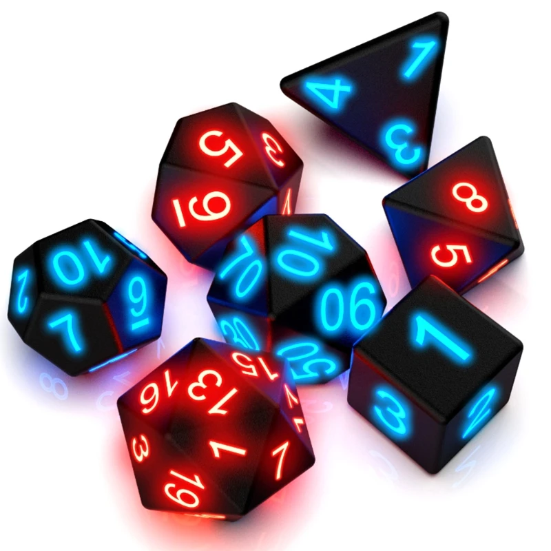 

Polyhedral Dice 7pcs/set Electronic Glow LED Dices D20 D12 D10 D8 D6 D4 for Tabletop Role Playing Board Games DND RPG MTG