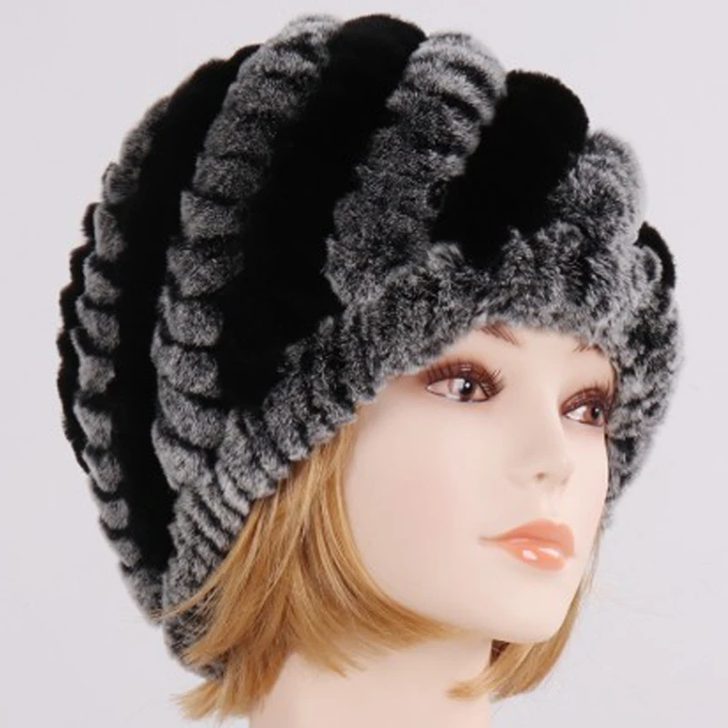 Женские зимние 100% натуральный настоящий мех кролика Женская Мягкая шапка из меха