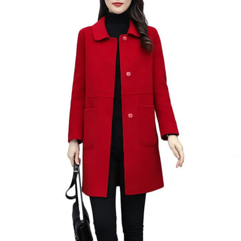 Женское шерстяное пальто средней длины свободное Осень-зима 2019 | Женская одежда