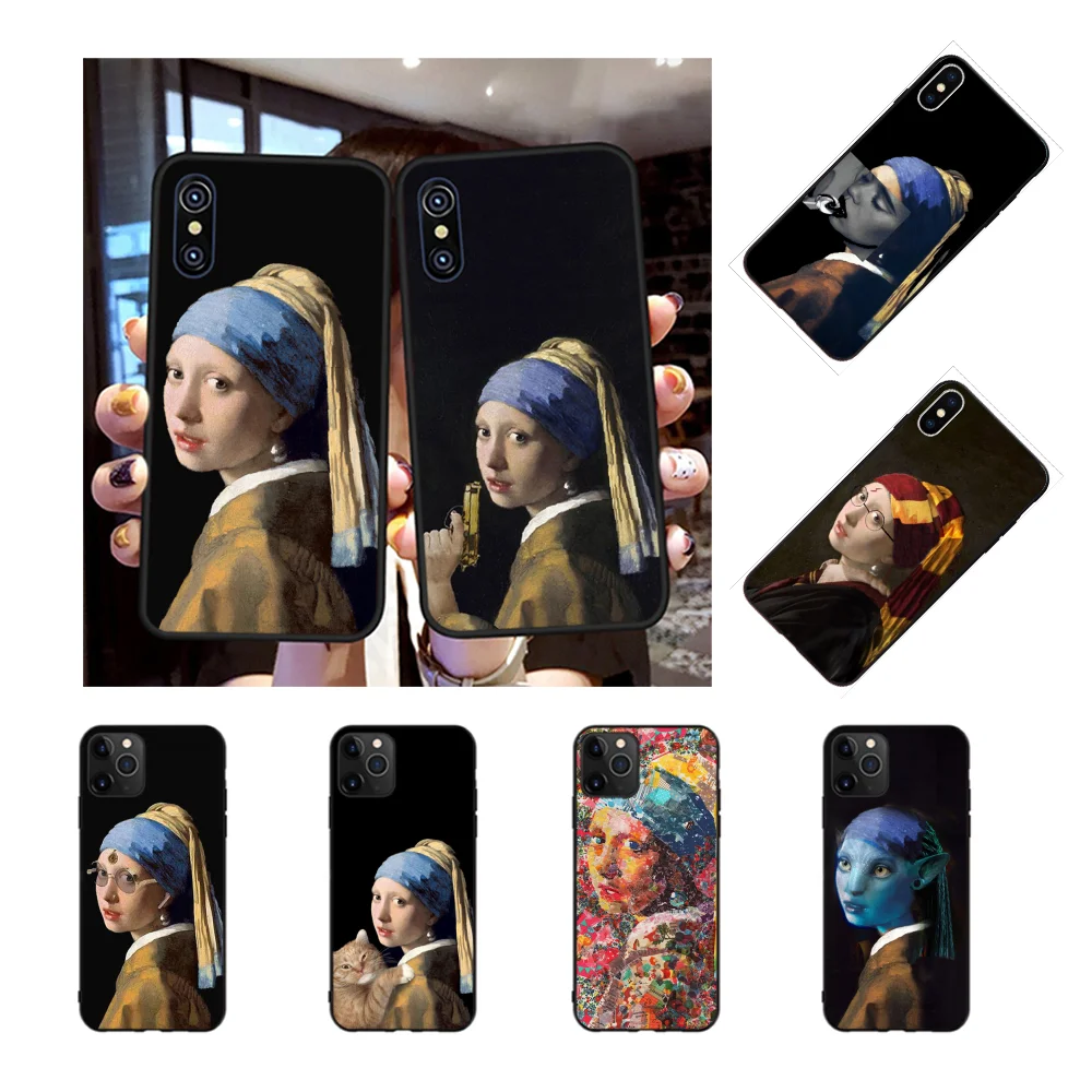 NBDRUICAI девушка с жемчугом Серьги Vermeer мягкий чехол для телефона iPhone 11 pro XS MAX 8 7 6 6S Plus