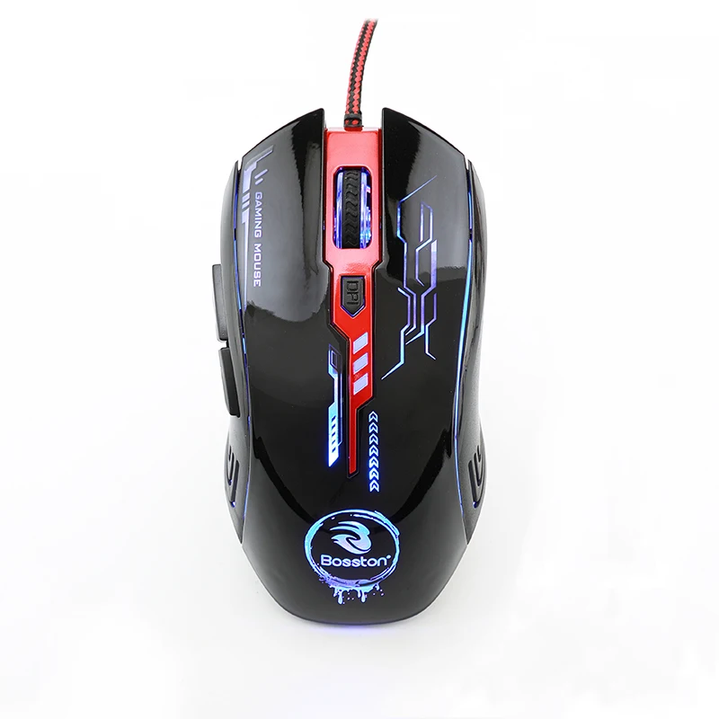 Black Bosston игровая мышь с дыхательный светильник 6 клавиш 2400 dpi оптическая компьютерная USB мышь для ноутбука Настольный GM200 - Цвет: Black