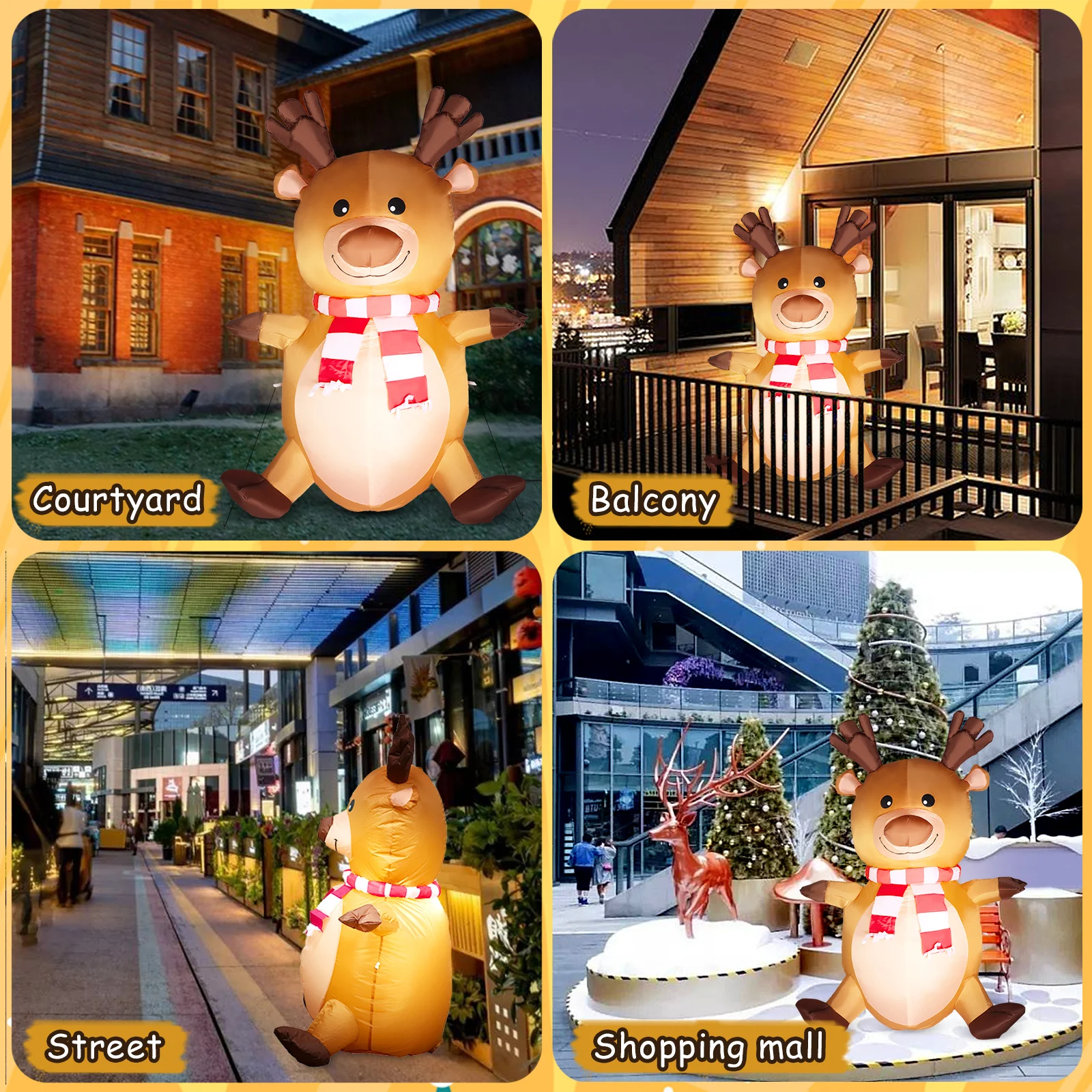 

Renault decoration with LED courtyard lights, outdoor lawn decoration, EU plug, beautiful inflatable Christmas