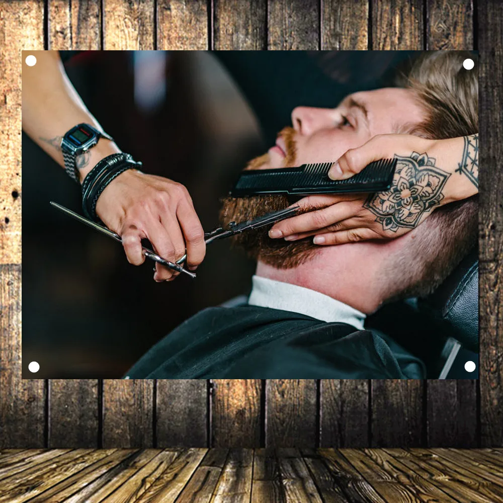 Новый стиль волос! Бритье борода Парикмахерская плакат Рекламные Знаки флаг