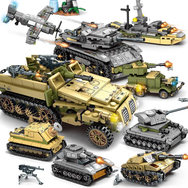 

8 шт./лот Военный танк Империя из стали наборы строительных блоков высокотехнологичные армейские военные колесницы кирпичи обучающие игруш...