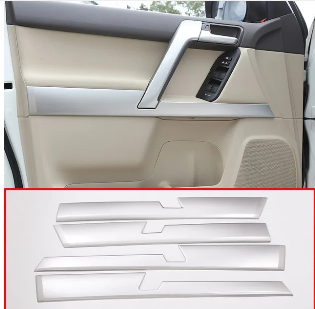 

4pcs Car Chrome ABS Interior Door Decoration Panel Cover Trim Auto Modification For Toyota Land Cruiser Prado FJ150 150 10-2018